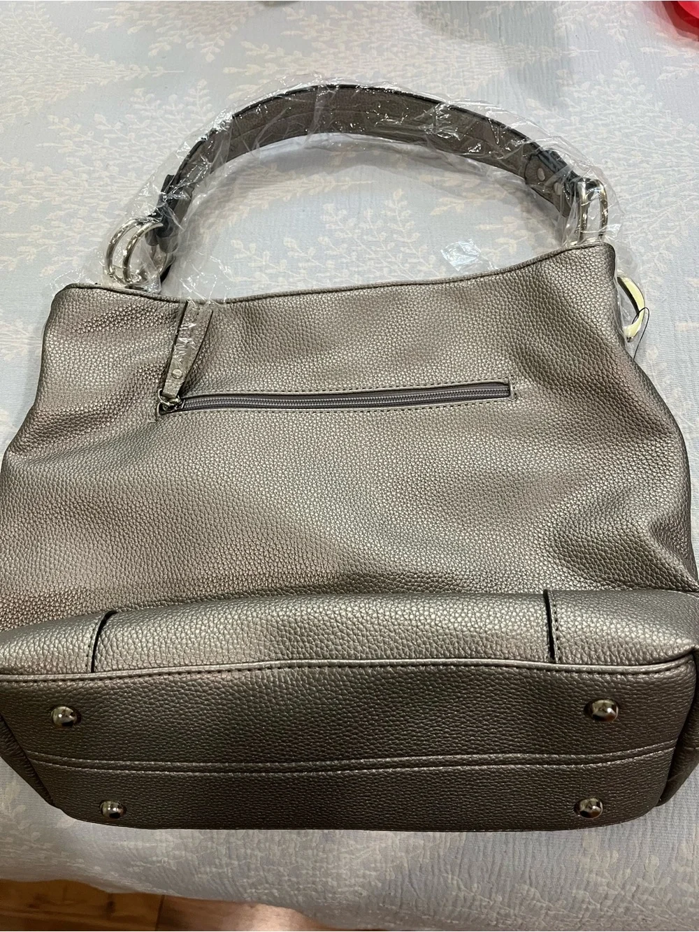 MKF Collection by Mia K. Silver Metallic Hobo Bag